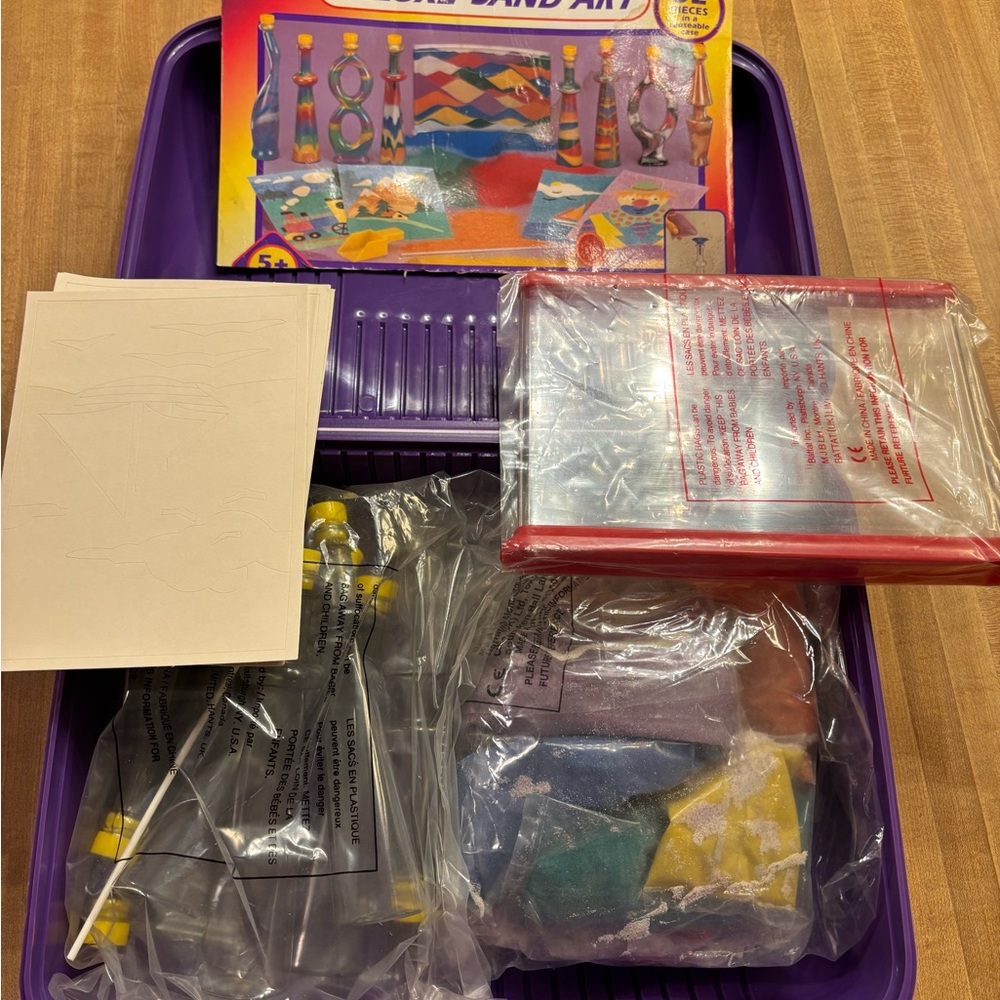 Kids Sand Art Kit with Purple Carry case. Almost 60 pieces all in original bags
